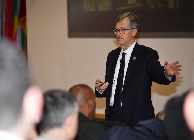 Cybersecurity Expert from the NATO ENSEC COE delivered a lecture in George C. Marshall Center for...